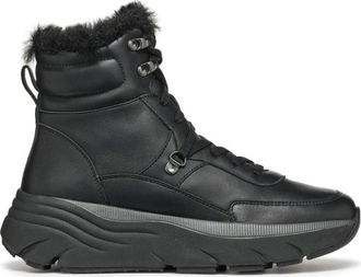 Geox Zwarte Diamanta Enkellaarzen - Dames - Veterlaarzen - Zwart - 38 EU - Leer - Schoenen