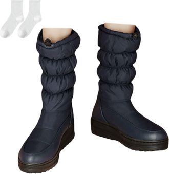 Generic Womens Winter Snow Boots with A Warm, Padded Shaft, Lined Mid-Calf Boots Made of Water-Repellent Material with A Non-Slip Sole, Comfortable Winter Boo