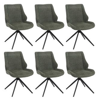 Hhg [nunca Usado] Juego De 6 Sillas De Comedor Hhg-026, Sillas De Cocina, Giratorias Con Funci&oacute;n &laquo;auto-return&raquo;, Tejido De Chenilla (320 G/m&sup2;) Con Certific
