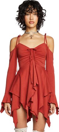 Dolls Kill F is for Fairies Handkerchief Dress by Current Mood Perfect for Fairycore Fashion, Orange, S