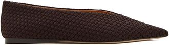 Naghedi Strada pointed-toe woven-design ballet flats - women - Neoprene/Calf Leather/Calf Leather - 38 - Brown