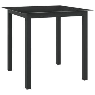 vidaXL Mesa De Jard&iacute;n De Aluminio Y Vidrio Negro 80x80x74 Cm Vidaxl