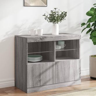 vidaXL Aparador Con Luces Led Gris Sonoma 81x37x67 Cm Vidaxl