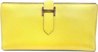 Herm&egrave;s Lime Epsom Leather Long Wallet (Bi-Fold) (Pre-Owned)