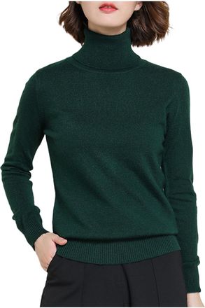 Generic Turtle Neck Jumper for Women Uk Long Sleeve Polo Roll Neck Tops Casual Loose Fit Sweater Ladies Elegant Sweatshirts Soft Thermal Winter Warm Lightweig