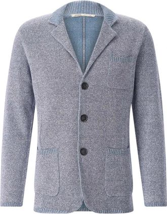 Maurizio Baldassari Cardigan in blazerstijl - Heren - Vesten - Blauw - 5XL - Katoen - Truien & Vesten