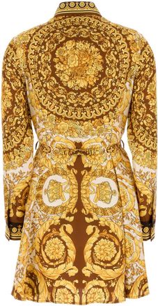 Versace Womens Printed Twill Shirt Dress Darkbrownspicebrowneggshell 1.outer Fabric:silk Abiti