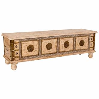 Wanderlust Deco Baul De Madera Artesanal Blanco 146x40x46h Cm
