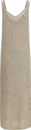 Brunello Cucinelli Womens Dazzling Water Lillies Dress Beige Linen; Cotton