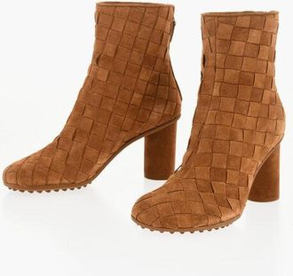 Bottega Veneta Woven Suede Booties with Back Zip 7cm size 36