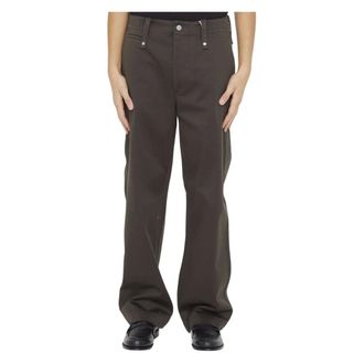 Burberry Wide Trousers, male, Green, Size: L Baggy Green Cotton Trousers