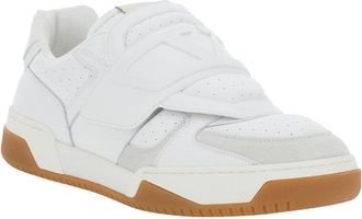 Valentino Garavani Mens White Low Top Sneakers With Maxi Vlogo Calf Trainers