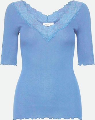 Rosemunde Womens Bernadine 2/4 v neck lace T shirt - Size: 18/16