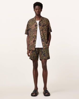 AllSaints Styx Leopard Print Swim Shorts