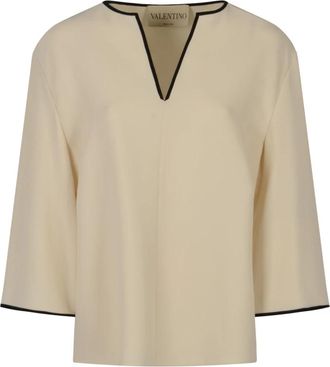 Valentino Cady Couture Top - Dames - Blouses - Beige - S - Leer - Overhemden