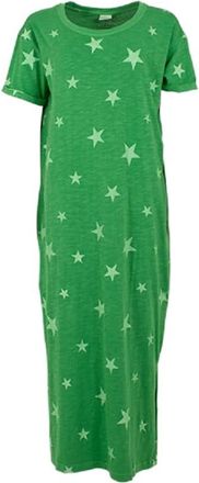 Generic Dreams Womens Cotton Sun Dress T Shirt Casual Star Print Summer Beach Holiday Cover Up (UK, Alpha, One Size, Regular, Regular, Green Stars)
