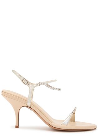 Chlo&eacute; Zia 80 Crystal-embellished Leather Sandals - Beige - 39 (IT39/ UK6)
