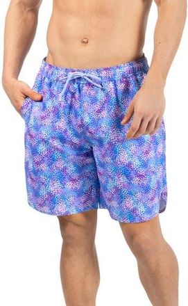 Tailorbyrd Brushstroke Print Swim Trunks in Cornflower Blue at Nordstrom Rack, Size Xx-Large