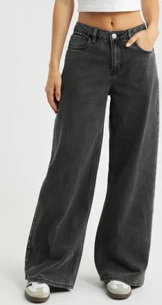 YMI Stud Embellished Relaxed Extra Baggy Wide Leg Jeans in Washed Black at Nordstrom, Size 11