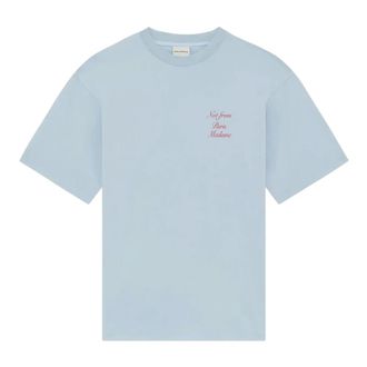 Dr&ocirc;le de Monsieur Le T-Shirt Slogan Calligraphy - male - Drole de Monsieur - T-Shirts - Blue - L - Tops