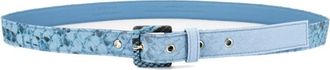 Ermanno Scervino Python Print Stoffen Riem met Omwikkelde Gesp - Dames - Riemen - Blauw - 85 CM - Accessoires