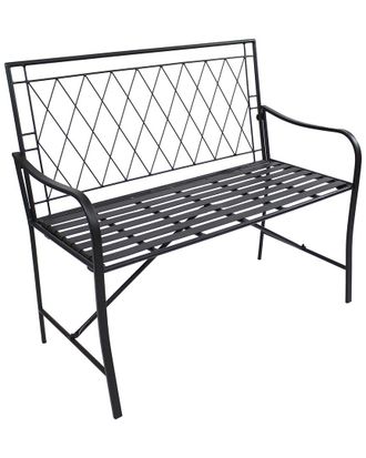 Sunnydaze Outdoor 2-Person Iron Argyle Diamond Patio Bench