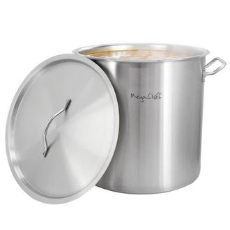 MegaChef Professional Kitchen 52.8 Quart Round Stainless Steel Stock Pot with Lid in Silver at Nordstrom