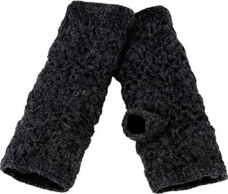 Nirvanna Designs Flower Crochet Handwarmers in Charcoal at Nordstrom