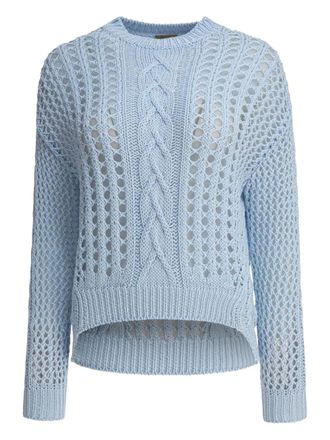 Rakkì cable-knit eyelet-detail sweater - women - Cotton - 38 - Blue