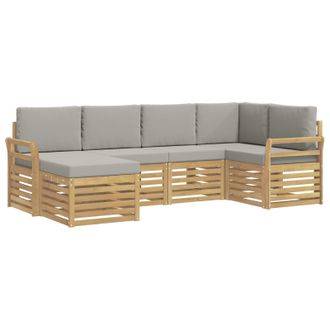 vidaXL Set Di Divani Da Esterno 6 Pz Bianco E Grigio Chiaro Poliestere Vidaxl