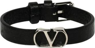 Valentino Garavani VLogo Signature Armband - Heren - Armbanden - Zwart - ONE Size - Leer - Accessoires