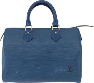Louis Vuitton Speedy Handbag Epi Leather Blue Leather Handbag (Pre-Owned)