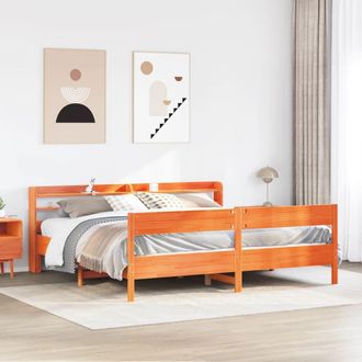 Berkfield Home Bed Frame without Mattress Wax Brown 180x200 cm Super King Solid Wood Pine