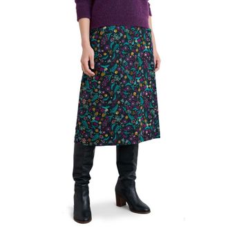 Seasalt Cornwall Forest View Floral Organic Cotton Corduroy A-Line Skirt in Illuminated Garden Onyx at Nordstrom, Size 12 Us