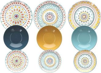 Tognana Servizio Piatti 18 Pezzi Maya Porcellana Multicolor