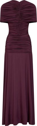 Self Portrait Womens Maxi Dress Burgundy Jersey Viscose