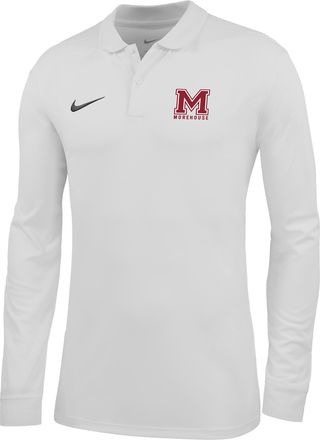 Nike Mens College (Morehouse College) Dri-FIT Long-Sleeve Polo in White | ZM04PYMORE26-WHT