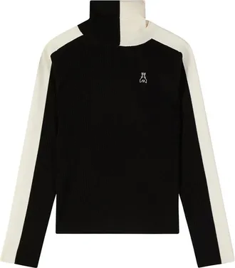Patrizia Pepe Truien & Vesten, Dames, Zwart, XS, Bicolour Slim Turtleneck