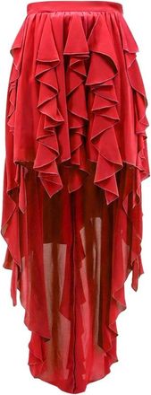Actualee Gonna di Raso con Volant - - Skirts - Donna - Rosso - M