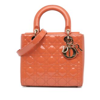 Dior Pre-owned Dior Medium Patent Cannage Lady Dior 8KK0KC19YTQACO3N