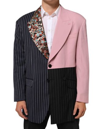 Dolce & Gabbana Mens Multicolor Patchwork Single Breasted Jacket Blazer Pl+vi+wo+wv Clothing