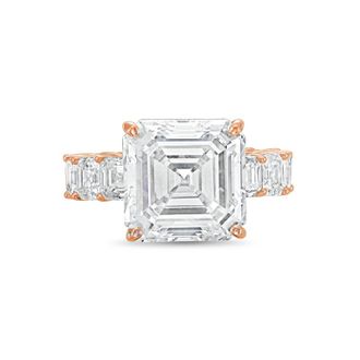 Diana M. Jewels 18kt Rose gold Lab grown 10ct Asscher Cut Diamond Ring with Asscher Eternity Band
