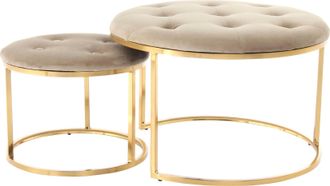 Kayoom Polstergarnitur »Hocker Becky 825 2er-Set, runde Form, angesagter Retro-Stil« Set, Hocker 1: B 60 cm/H 41 cm/T 60 cm Hocker 2: B 40 cm/H 32 cm/T 40 cm