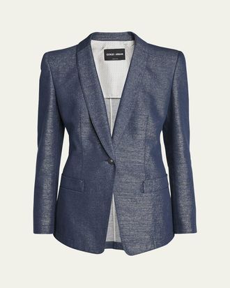 Giorgio Armani Single-Button Denim Blazer Jacket