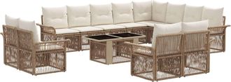 vidaXL Conjunto De Sof&aacute;s De Jard&iacute;n 13 Uds. Beige Y Blanco Crema Vidaxl