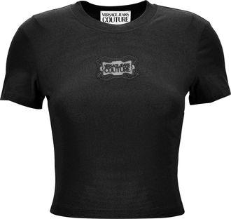 Versace Jeans Couture Black T-shirt With Embroidered Logo