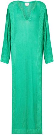 Camilla Levendige V-hals Gebreide Kaftan - Dames - Avondkleed - Groen - ONE Size - Kleedjes