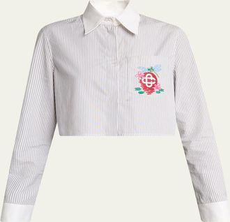 Casablanca Embroidered Crop Button-Down Shirt