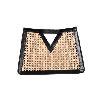 Adornia Black Rattan Kane Clutch