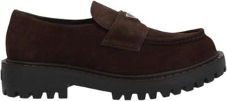 Prada Loafers, male, Brown, 8 1/2 UK, Ebony Suede Moccasin With Logo